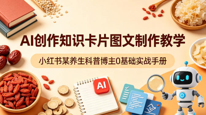 AI创作知识卡片图文制作教学，小红书某养生科普博主0基础实战手册-韬哥副业项目资源网