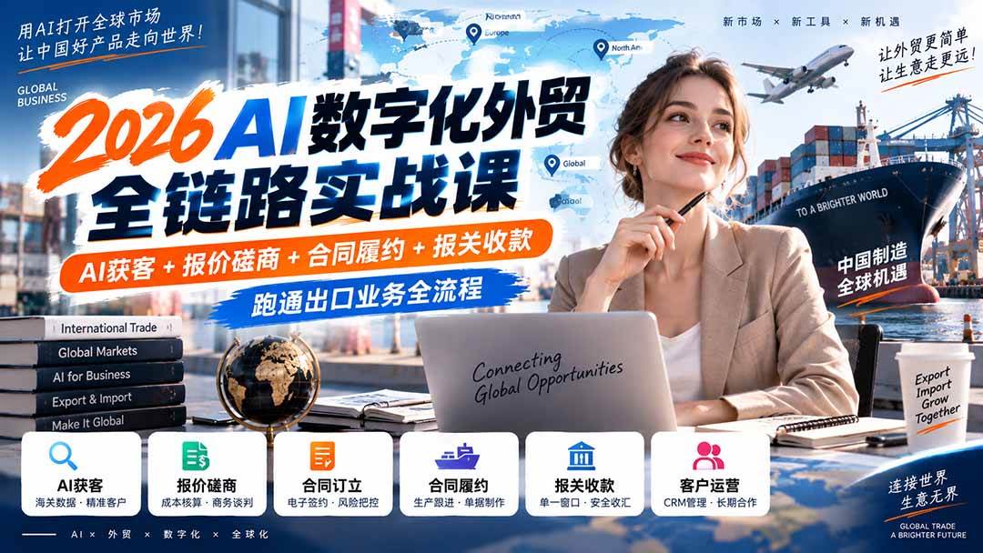 （20569期）2026AI数字化外贸全链路实战课：AI获客+报价磋商+合同履约+报关收款，跑通出口业务全流程-韬哥副业项目资源网