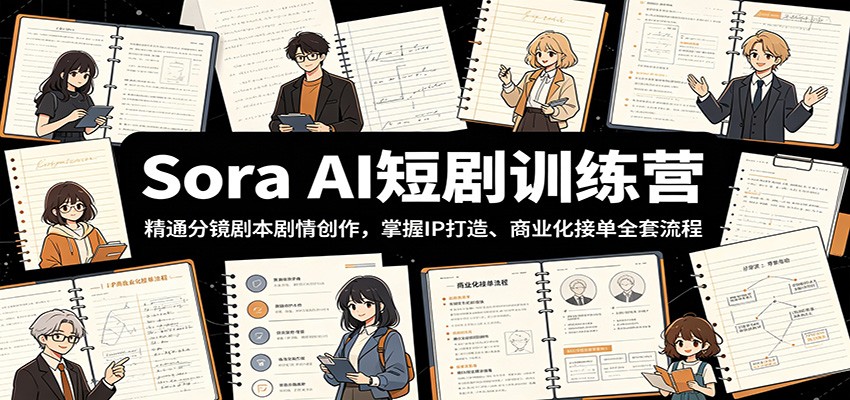 Sora AI短剧训练营:精通分镜剧本剧情创作,掌握IP打造、商业化接单全套流程-韬哥副业项目资源网