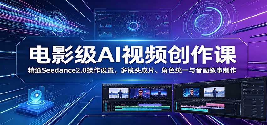 电影级AI视频创作课：精通Seedance2.0操作设置，多镜头成片、角色统一与音画叙事制作-韬哥副业项目资源网