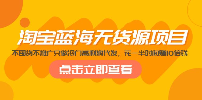 （5062期）淘宝蓝海无货源项目，不囤货不推广只做冷门高利润代发，花一半时间赚10倍钱-韬哥副业项目资源网