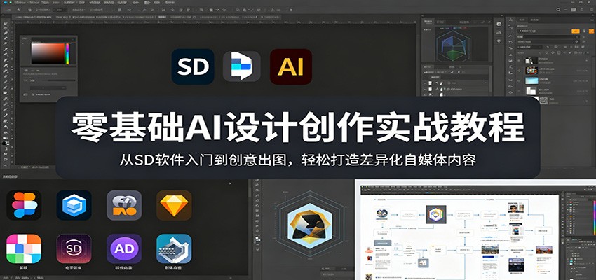 零基础AI设计创作实战教程：从SD软件入门到创意出图，轻松打造差异化自媒体内容-韬哥副业项目资源网