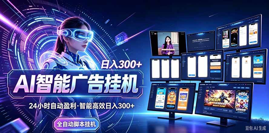 (20900期)24小时AI广告挂机|在家就能做的被动副业-韬哥副业项目资源网