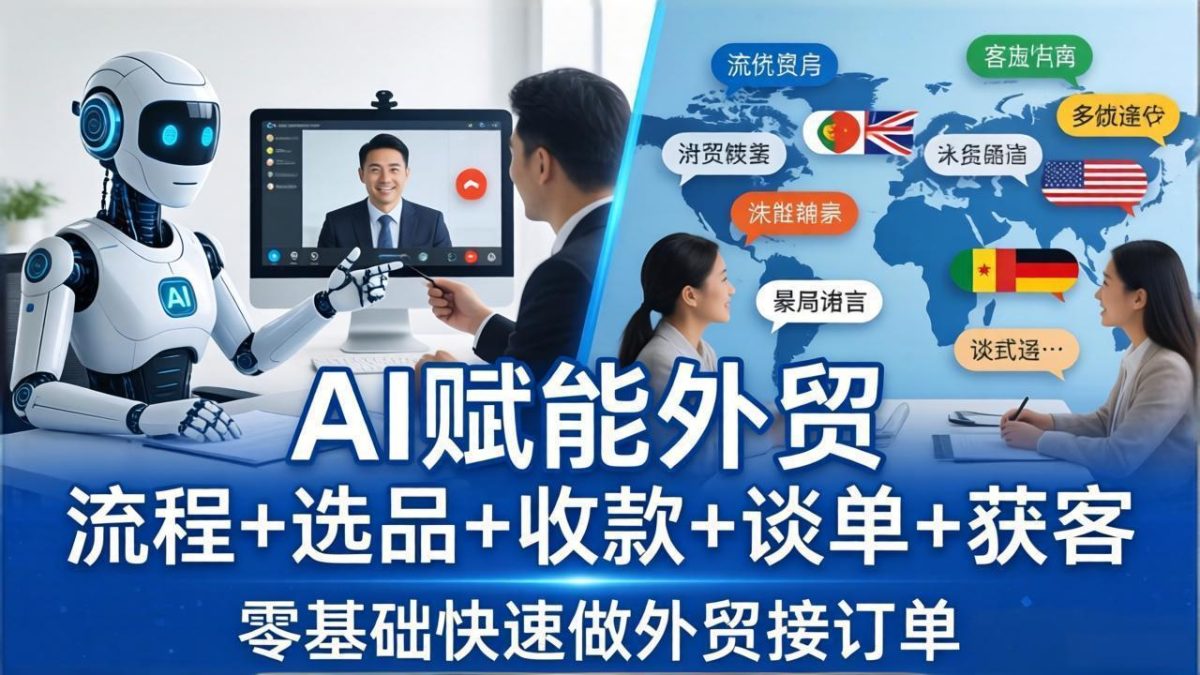 外贸+AI实战课：流程+选品+收款+谈单+获客，零基础快速做外贸接订单-韬哥副业项目资源网