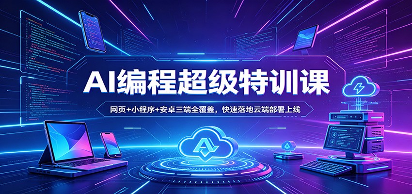 AI编程超级特训课:网页+小程序+安卓三端全覆盖,快速落地云端部署上线-韬哥副业项目资源网