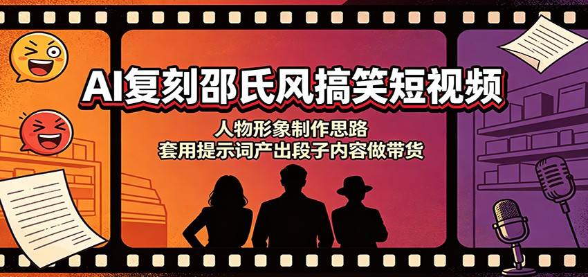 AI复刻邵氏风搞笑短视频:人物形象制作思路,套用提示词产出段子内容做带货-韬哥副业项目资源网