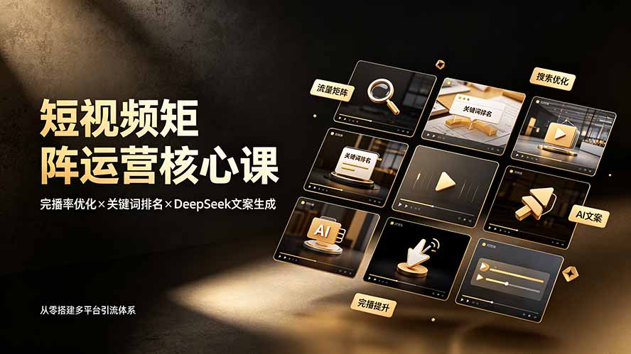 短视频矩阵运营核心课:完播率优化×关键词排名×DeepSeek文案生成,从零搭建多平台引流体系-韬哥副业项目资源网