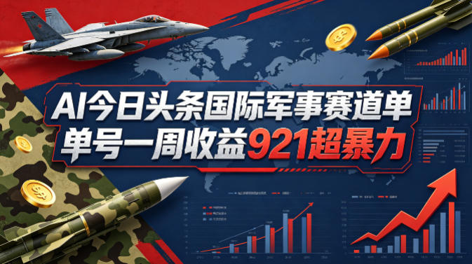 AI今日头条国际军事赛道，单号一周收益921，超暴力-韬哥副业项目资源网