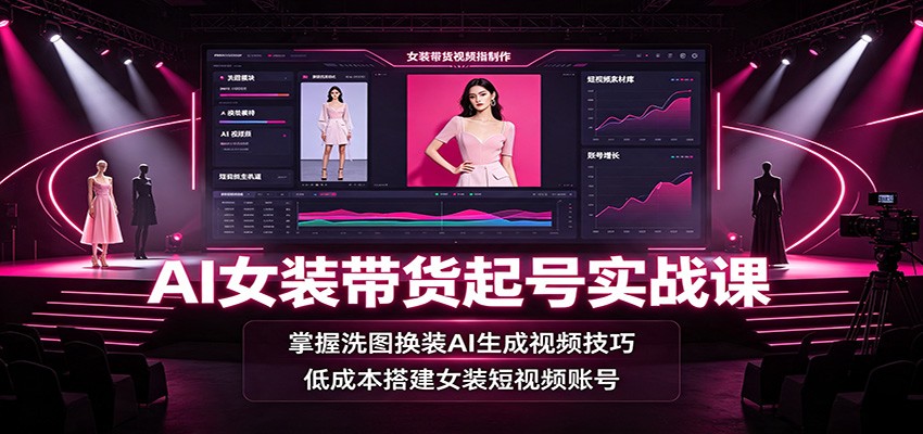 AI女装带货起号实战课:掌握洗图换装AI生成视频技巧,低成本搭建女装短视频账号-韬哥副业项目资源网
