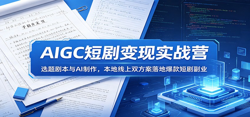 AIGC短剧变现实战营：选题剧本与AI制作，本地线上双方案落地爆款短剧副业-韬哥副业项目资源网