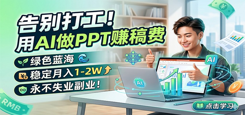 告别打工！用AI做PPT赚稿费，绿色蓝海，稳定月入1-2W，永不失业副业！-韬哥副业项目资源网