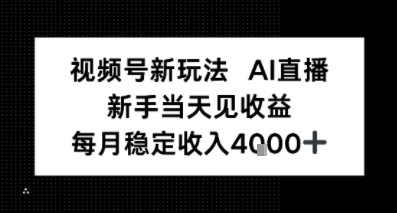 视频号新玩法AI直播，新手小白当天见收益，月入4k+-韬哥副业项目资源网