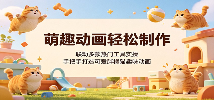 萌趣动画轻松制作，联动多款热门工具实操，手把手打造可爱胖橘猫趣味动画-韬哥副业项目资源网