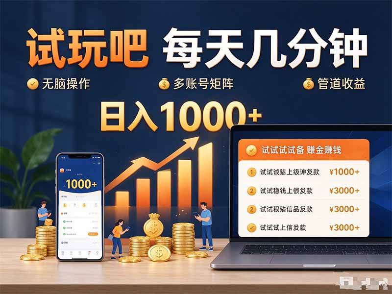 （20540期）试玩吧每天几分钟日入1000+无脑操作，可矩阵并附有管道收益-韬哥副业项目资源网