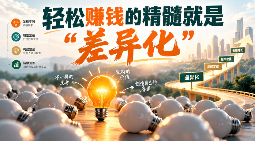 某公众号付费文章：轻松賺钱的精髓就是“差异化”-韬哥副业项目资源网