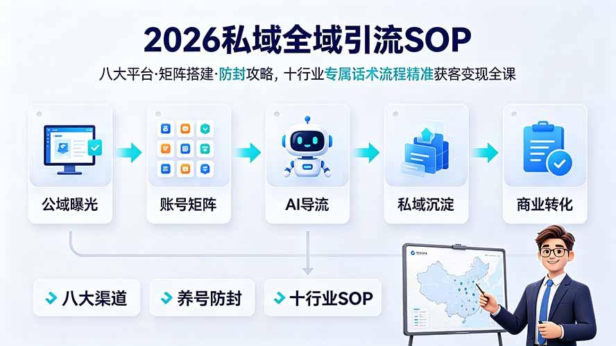 2026私域全域引流SOP|八大平台·矩阵搭建·防封攻略,十行业专属话术流程精准获客变现全课-韬哥副业项目资源网