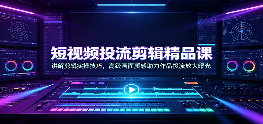 短视频投流剪辑精品课：讲解剪辑实操技巧，高级画面质感助力作品投流放大曝光-韬哥副业项目资源网