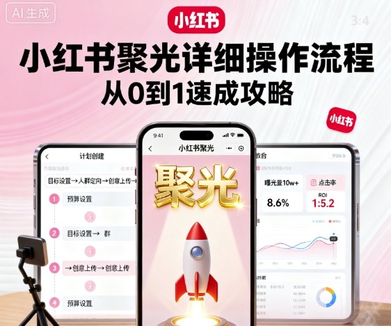 小红书聚光详细操作流程，小红书聚光从0到1速成攻略-韬哥副业项目资源网