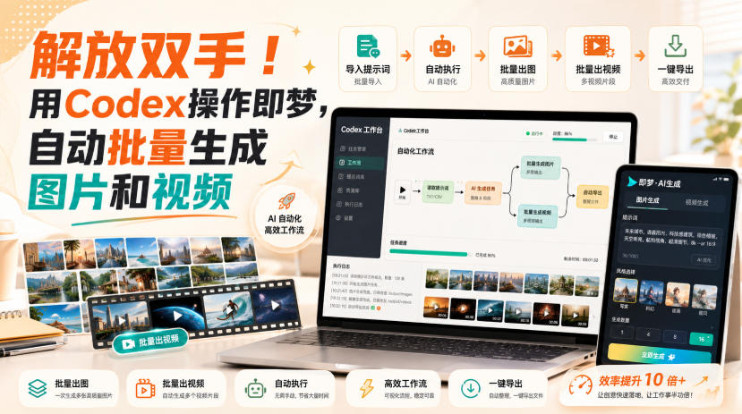 解放双手!用Codex操作即梦,自动批量生成图片和视频-韬哥副业项目资源网