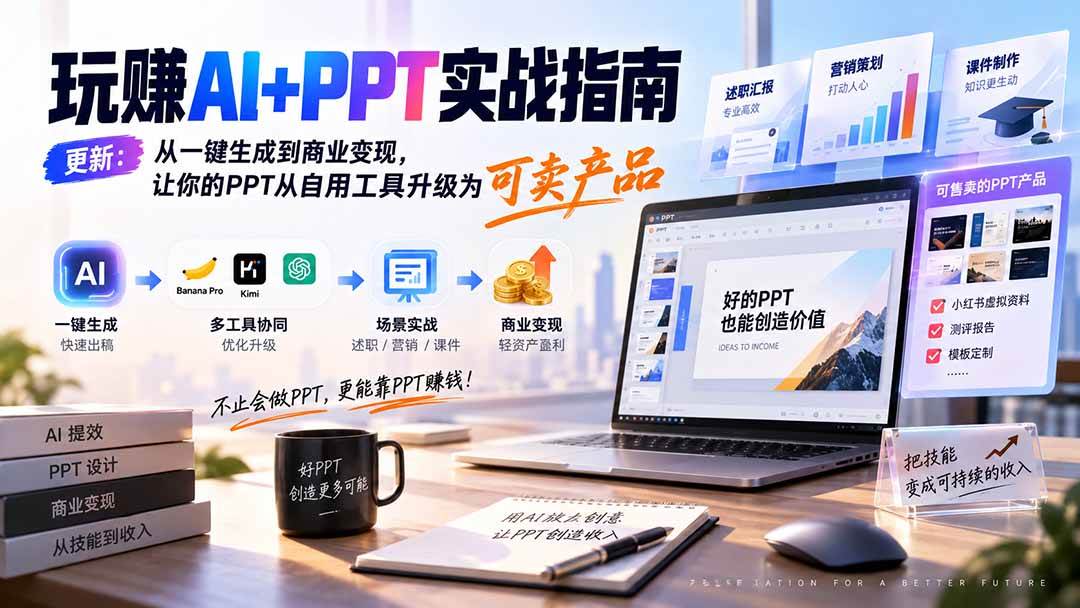 （20247期）玩赚AI+PPT实战指南-更新5月13：从一键生成到商业变现，让你的PPT从自用工具升级为可卖产品-韬哥副业项目资源网