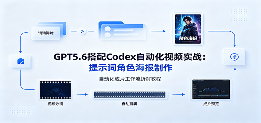 GPT5.6搭配Codex自动化视频实战：提示词角色海报制作，自动化成片工作流拆解教程-韬哥副业项目资源网