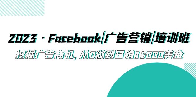 （5583期）2023·Facebook|广告营销|培训班，挖掘广告商机，从0做到日销15000美金-韬哥副业项目资源网