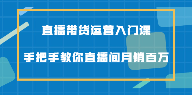 (2078期)直播带货运营入门课,手把手教你直播间月销百万