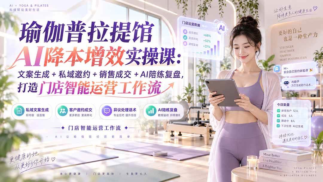（20340期）瑜伽普拉提馆AI降本增效实操课：文案生成+私域邀约+销售成交+AI陪练复盘，打造门店智能运营工作流-韬哥副业项目资源网
