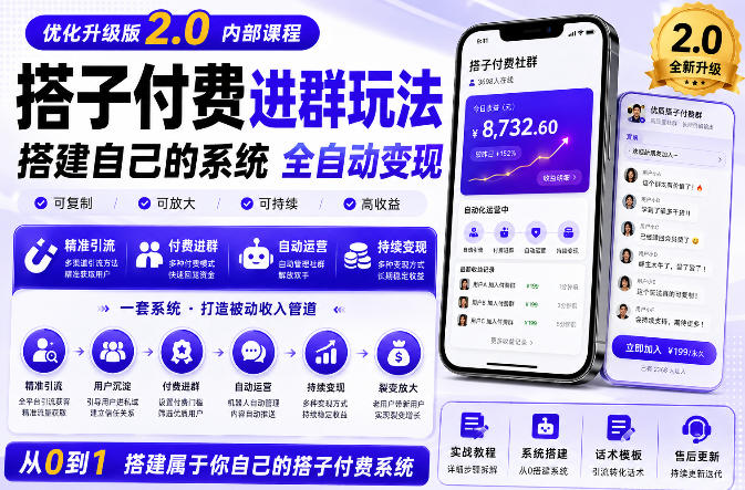 搭建群系统实战项目玩法,搭建整套付费进群系统,实现全天被动收益-韬哥副业项目资源网