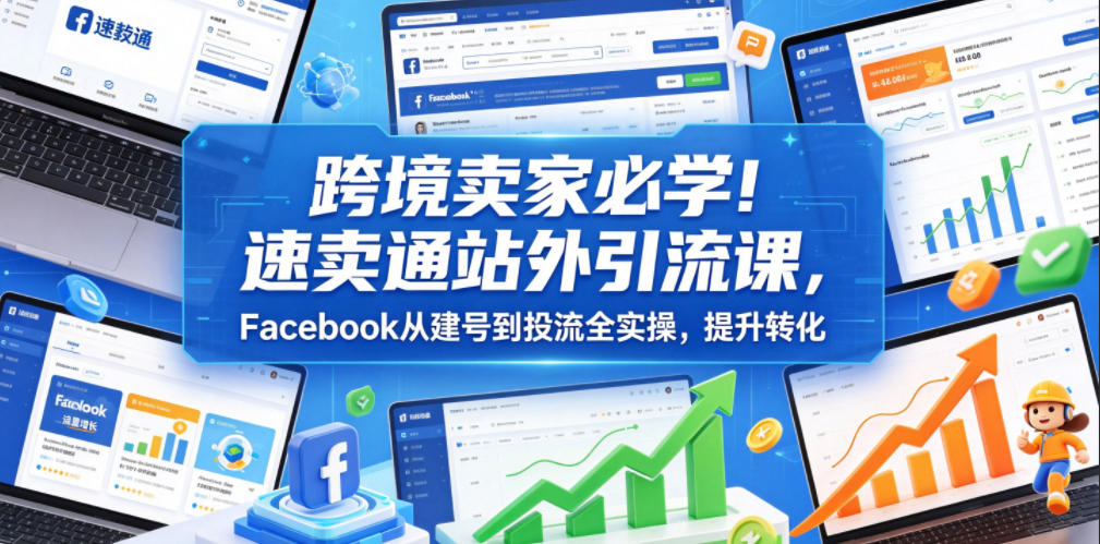 跨境卖家必学!速卖通站外引流课,Facebook从建号到投流全实操,提升转化-韬哥副业项目资源网