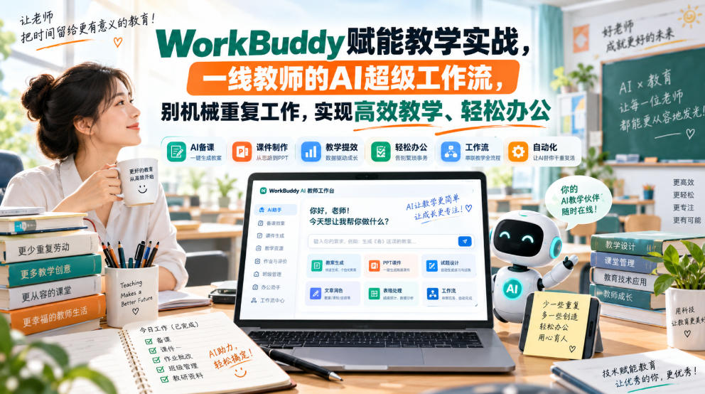 WorkBuddy赋能教学实战,一线教师的AI超级工作流,别机械重复工作,实现高效教学、轻松办公-韬哥副业项目资源网