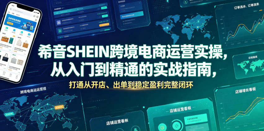 希音SHEIN跨境电商运营实操，从入门到精通的实战指南，打通从开店、出单到稳定盈利完整闭环-韬哥副业项目资源网