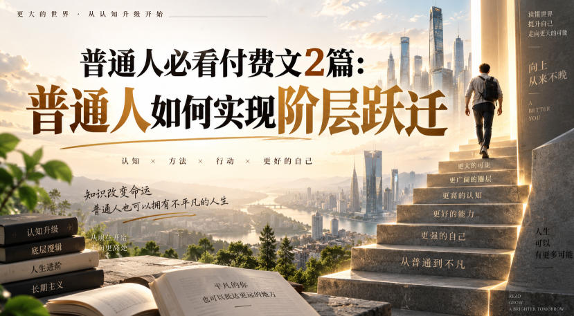普通人必看付费文2篇：普通人如何实现阶层跃迁-韬哥副业项目资源网