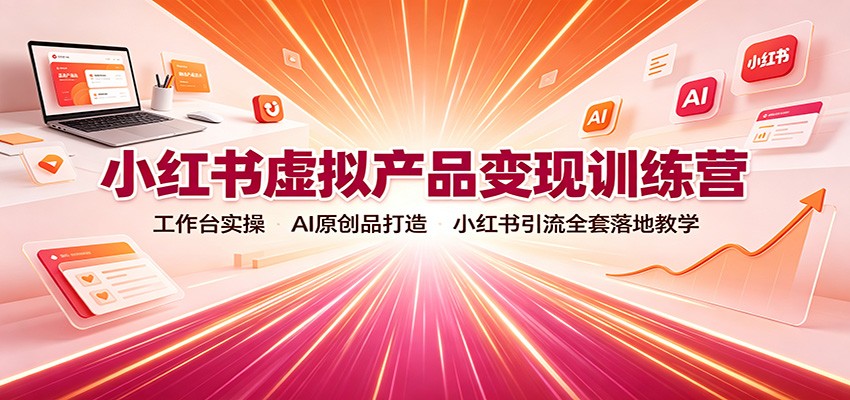 小红书虚拟产品变现训练营:工作台实操,AI原创品打造,小红书引流全套落地教学-韬哥副业项目资源网