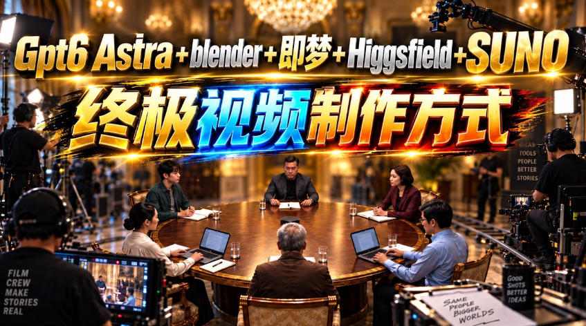 GPT-6 Astra+Blender+即梦+Higgsfield+Suno=终极视频制作方式!-韬哥副业项目资源网