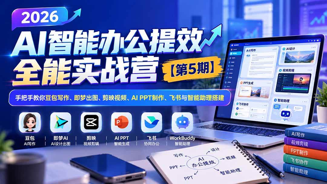 （21026期）2026AI智能办公提效实战营【第5期】-无水印：手把手教你豆包写作+即梦出图+剪映视频+AI PPT制作+飞书与智能助理搭建-韬哥副业项目资源网