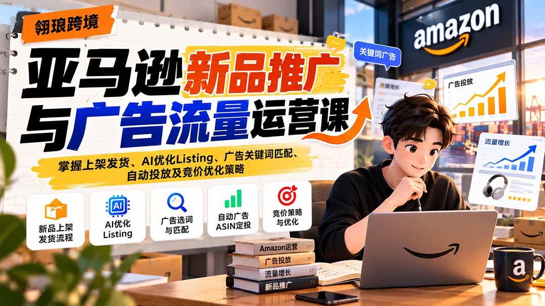 （21036期）亚马逊新品推广与广告流量运营课：掌握上架发货、AI优化Listing、广告关键词匹配、自动投放及竞价优化策略-韬哥副业项目资源网