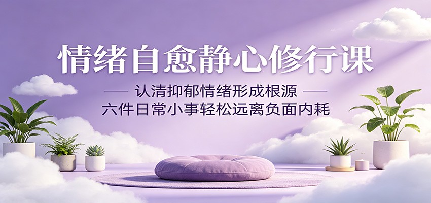 情绪自愈静心修行课:认清抑郁情绪形成根源,六件日常小事轻松远离负面内耗-韬哥副业项目资源网