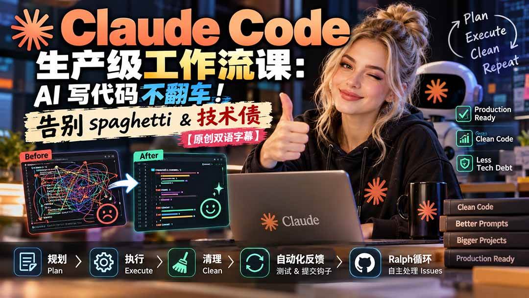 （20739期）Claude Code 生产级工作流课：AI 写代码不翻车！告别 spaghetti & 技术债【原创双语字幕】-韬哥副业项目资源网
