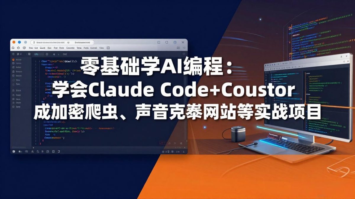 零基础学AI编程：学会Claude Code+Cursor完成加密爬虫、声音克隆网站等实战项目-韬哥副业项目资源网