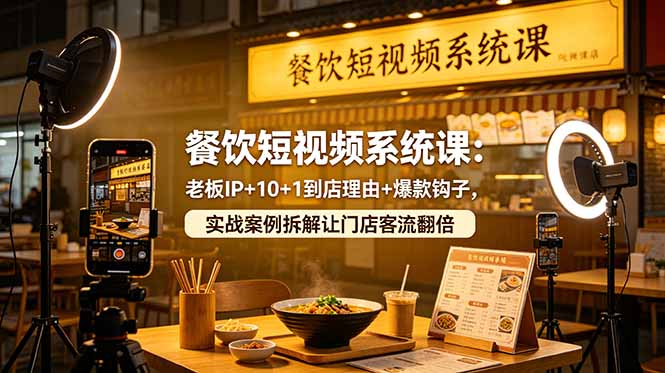 餐饮短视频系统课：老板IP+10+1到店理由+爆款钩子，实战案例拆解让门店客流翻倍-韬哥副业项目资源网