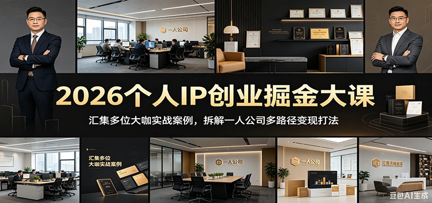 2026个人IP创业掘金大课：汇集多位大咖实战案例，拆解一人公司多路径变现打法-韬哥副业项目资源网