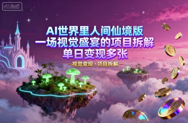 AI世界里人间仙境版，一场视觉盛宴的项目拆解，单日变现多张-韬哥副业项目资源网