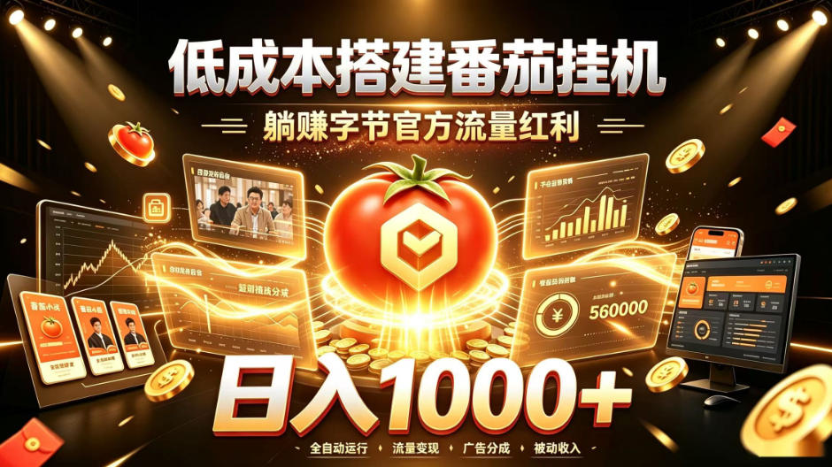 低成本搭建番茄挂G,躺賺字节官方流量红利,日入1k+,全程傻瓜式落地【揭秘】-韬哥副业项目资源网