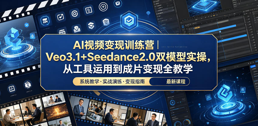 AI视频变现训练营｜Veo3.1+Seedance2.0双模型实操，从工具运用到成片变现全教学-韬哥副业项目资源网