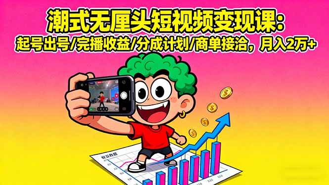 图片[1]-（16023期）潮式无厘头短视频变现课：起号出号/完播收益/分成计划/商单接洽，月入2万+-韬哥副业项目资源网