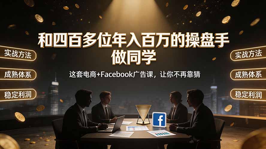 和四百多位年入百万的操盘手做同学——这套电商+Facebook广告课，让你不再靠猜【原创双语字幕】-韬哥副业项目资源网