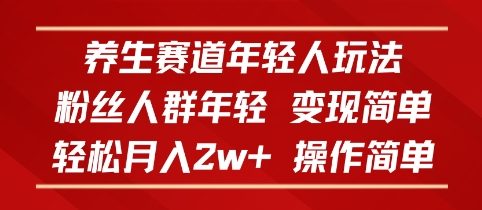 养生赛道年轻人玩法，粉丝人群年轻，变现简单，轻松月入2w+，操作简单-韬哥副业项目资源网