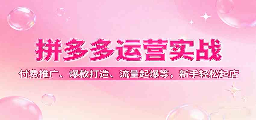 拼多多运营实战，付费推广、爆款打造、流量起爆等，新手轻松起店-韬哥副业项目资源网