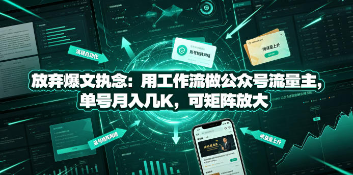 放弃爆文执念：用工作流做公众号流量主，单号月入几K，可矩阵放大-韬哥副业项目资源网